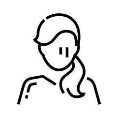 A woman upset, confused, with traces of tears on her face - linear icon.