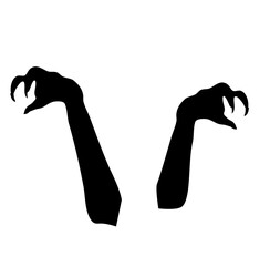 Halloween hand silhouette. zombie hand vector. Creepy zombie crooked lambs stick out of graveyard ground set vector illustration. Elements for halloween posters and design