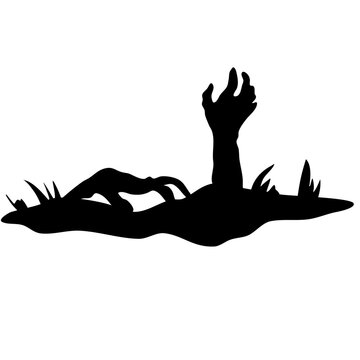 recommend clip art: Halloween hand silhouette. zombie hand vector. Creepy zombie crooked lambs stick out of graveyard ground set vector illustration. Elements for halloween posters and design