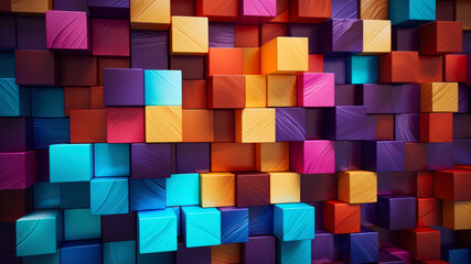 Colorful cubes background. 3d rendering, 3d illustration.