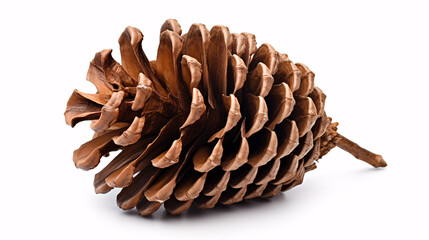 Isolated, brown pinecone on a white backdrop.