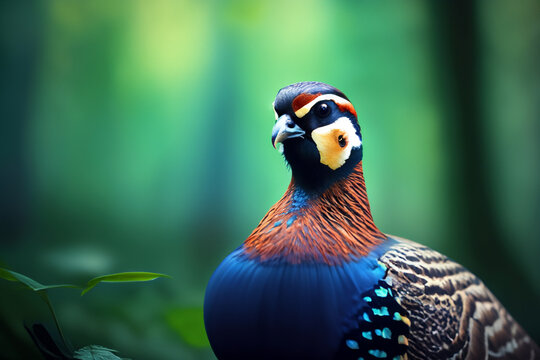 Perlhuhn, Auerhenne, Auerhahn, Fasan Portrait vor einem unscharfen Hintergrund aus Wald, wildlebende Tiere V&ouml;gel aus Europa, Amerika und Asien