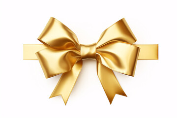 A glittering bow tied with a lissome ribbon resting on a pristine white background conveys a festive decorative concept for Christmas, Valentine's or a birthday.