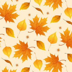 Vector pattern with autumn leaves