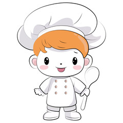 Cartoon cook in color. Vector illustration
