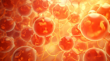 Fat cells background. Adipose tissue realistic illustration. Liposuction, obesity, and body mass control concept
