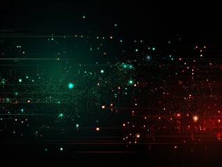 Abstract sci-fi green and red background, concept of digital future., AI