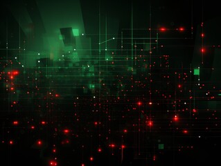 Abstract sci-fi green and red background, concept of digital future., AI