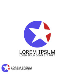 Vector illustration of a star inside of a circle logo with 'Lorem Ipsum' text on a white background