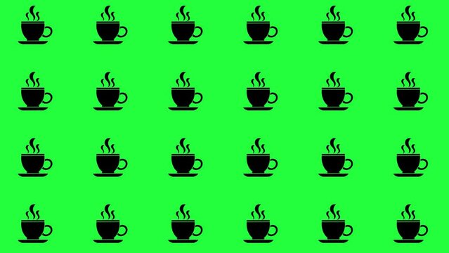 Animation of a cup of coffee with green screen, ready for element or retouch design