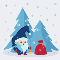christmas card with gnome