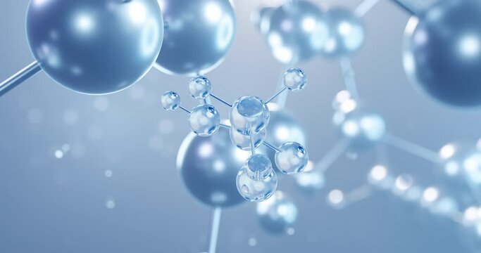 Glycolic acid, rotating 3D model of hydroxyacetic acid, seamless looped video, molecular structure with selective focus