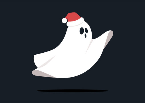 A Spooky Yet Cute Ghost Of Christmas Past Wearing A Santa Hat, A Xmas Carol Character