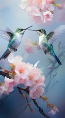 Harmony in Nature: A Hummingbird Amidst Floral Splendor