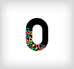 Creative letter O. Logo from capital letters with geometric shapes. Creative education colorful graphic. Vector