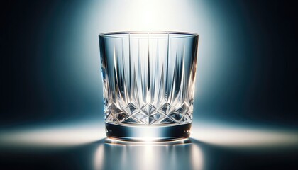 Elegant Crystal Whiskey Glass on Blue Gradient Background
