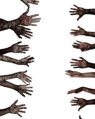Many hands of dead scary zombies