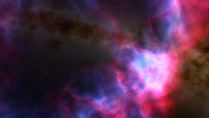 Cosmic background with a blue purple nebula and stars
