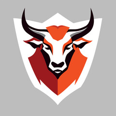 Bull head colorful vector logo manually created