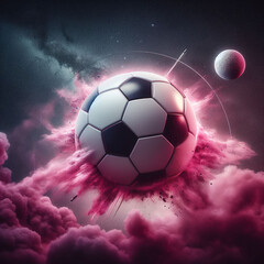 Fototapeta premium soccer ball as a planet in space