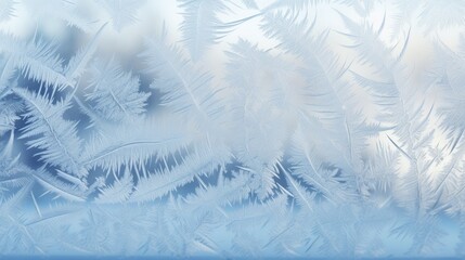  a close up of a frosted window with a blue sky in the back ground and white clouds in the background.