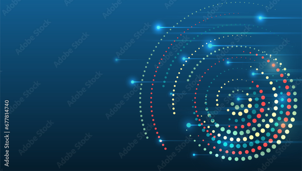 Aufkleber Big data visualization. Abstract stream information with circles array and binary code. Information analytics concept. Filtering machine algorithms. Sorting data. Vector technology background.