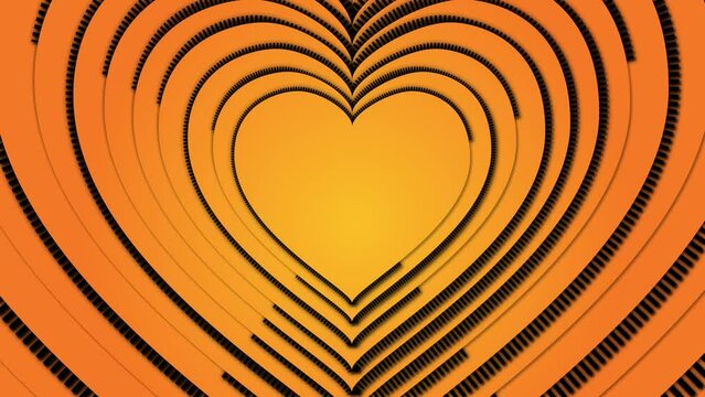 Yellow Gradient Heart Shape Motion Design With Black Stock Animation. Romantic Heart Shape Animation Of Love And Marriage . Valentines Day Romantic Loop bale Heart Shape Animation Motion Design