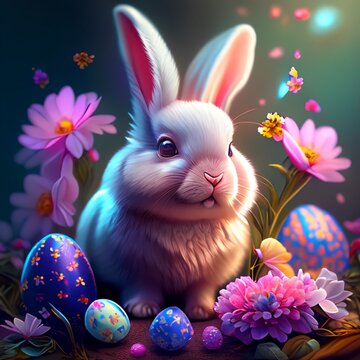 easter bunny with eggs