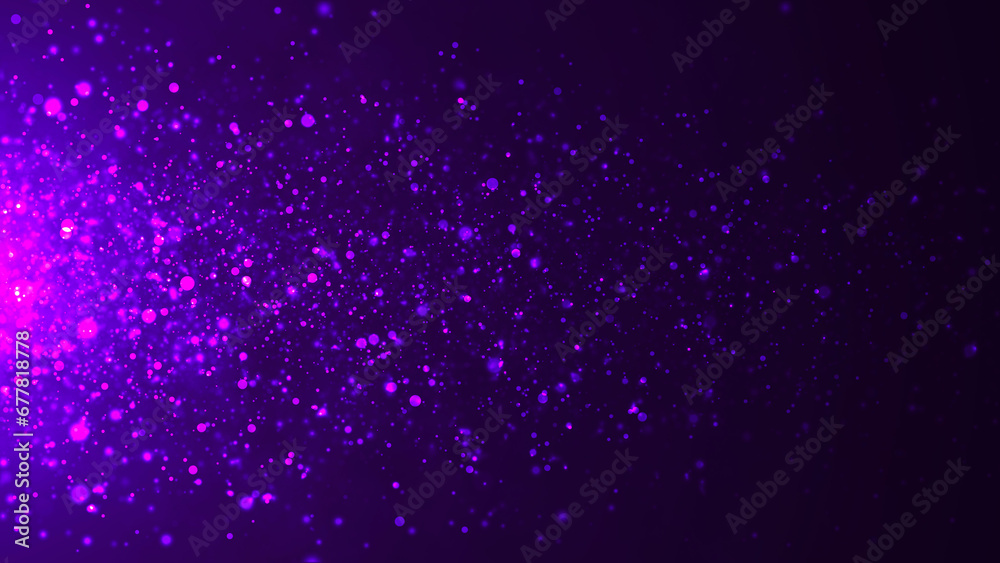 Poster dynamic wave of glowing particles. digital technology background. sparkling bright particles fly in 