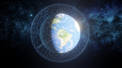 Map of the planet. World map. Global social network. Future. Blue futuristic background with planet Earth. Internet and technology.