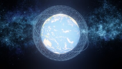 Map of the planet. World map. Global social network. Future. Blue futuristic background with planet Earth. Internet and technology.