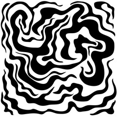 Vector abstract pattern in the form of black wavy lines on a white background