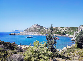 Ladiko inlet with a small beach, Rhodes Island, Greece.