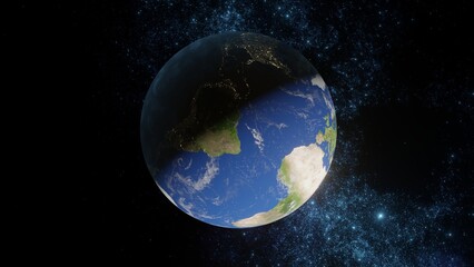 Planet Earth. Day and Night Side of Globe Planet