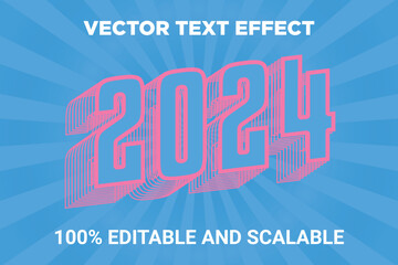 Vector Happy New Year 2024 banner design template with text effect and fully editable elements