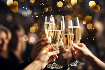 two glasses of champagne, celebration symbol