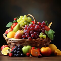 Naklejka na ściany i meble basket of fruit, fresh fruits