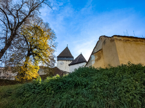 Hosman village, fortified church in Transylvania, Romania, near Sibiu city