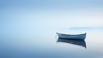  a small boat floating on top of a body of water next to a small boat on top of a large body of water.