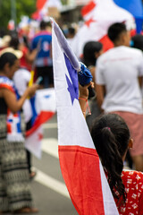 young girl with the panama flag