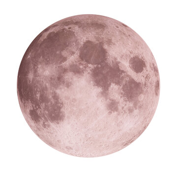 Close up of full moon on transparent background
