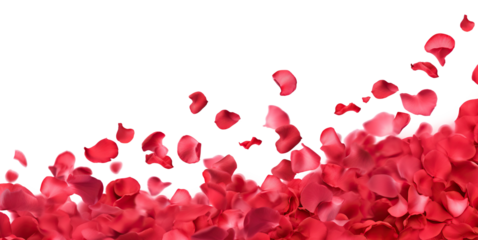 Dance of floating pink petals in the air, cut out