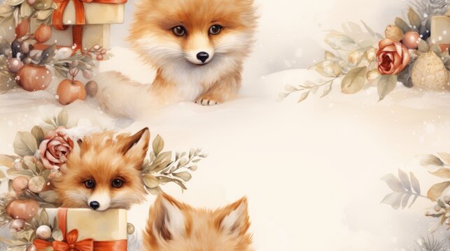  a picture of a fox with a present in its mouth and another picture of a fox with a present in its mouth.