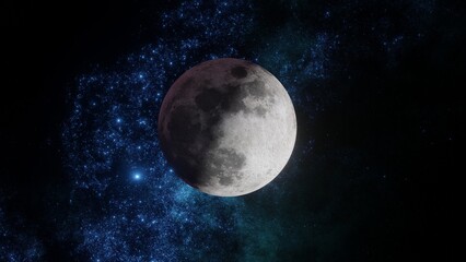 Moon phase. Half of moon close up