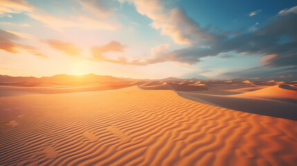 Remarkable photograph of a sandy desert with dune formations, produced using artificial intelligence.