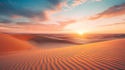 Fototapeta na wymiar Astonishing image of a desert landscape featuring sand dunes, created with AI.