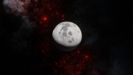 red stars and bright full moon