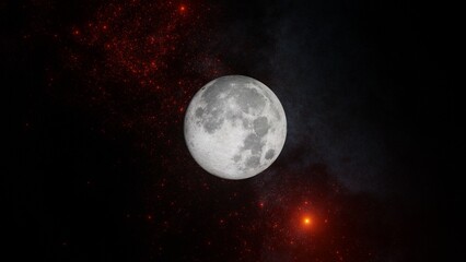 red stars and bright full moon