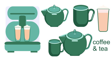 Coffee and Tea vector set 