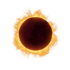 Total solar eclipse. Moon and Solar corona on transparent background